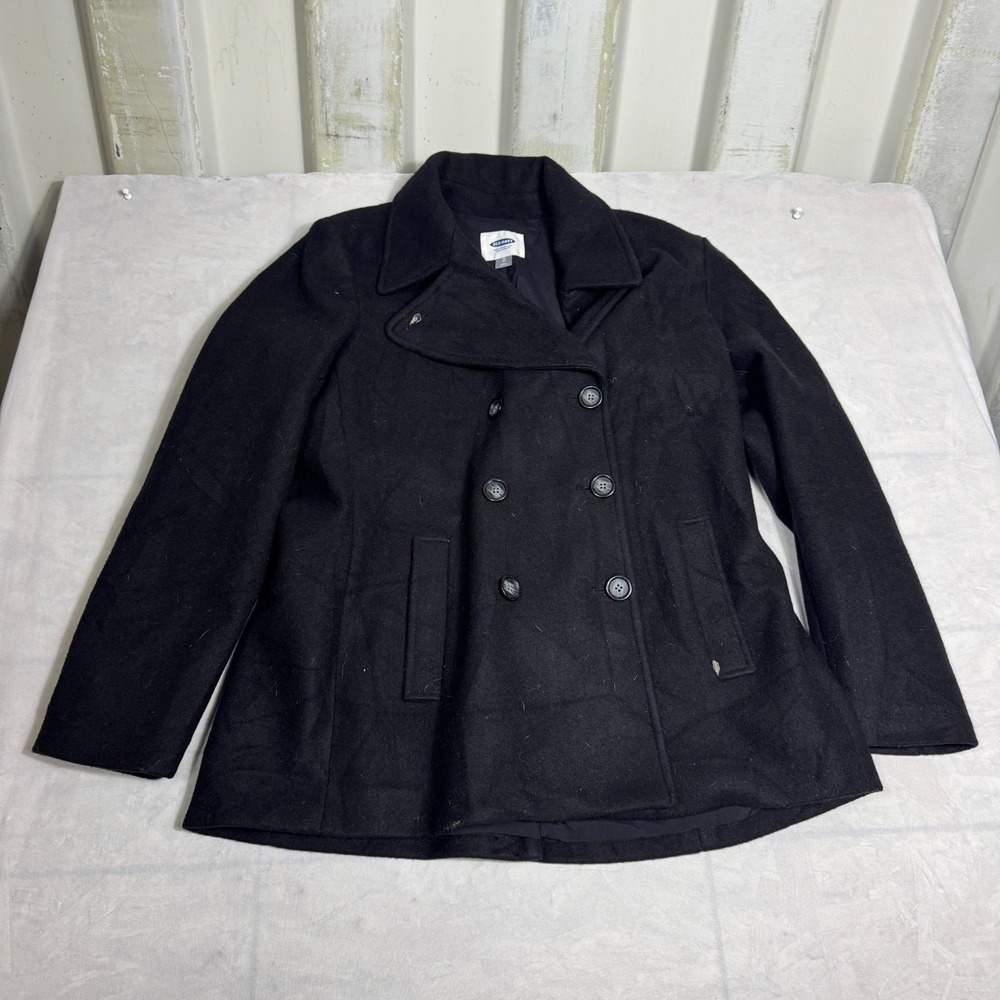 Old Navy Womens Peacoat Black Notch Lapel Double-Breasted Long Sleeve Outdoor XL